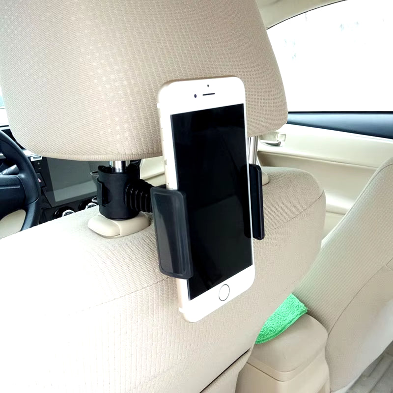 Universal Car Back Seat Headrest Support Bracket Adjustable 360 Degree Rotating Ipad Mobile Phone Black Mount Holder in Car