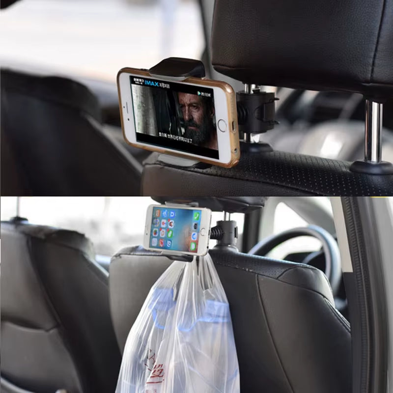 Universal Car Back Seat Headrest Support Bracket Adjustable 360 Degree Rotating Ipad Mobile Phone Black Mount Holder in Car